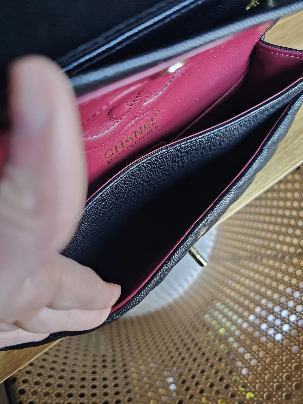 Chanel Black Quilted Leather Shoulder Bag with Red Interior - Picture 8 of 9